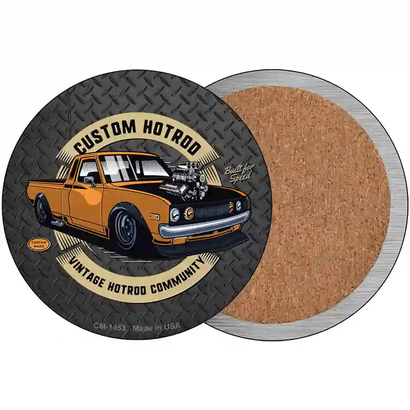 Custom Orange Hotrod Novelty Metal Circular Sign 3.5" (CC)