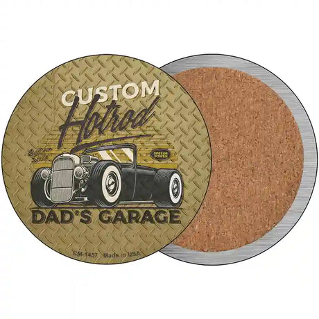 Dads Garage Custom Hotrod Novelty Metal Circular Sign 3.5" (CC)