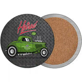 Green Hotrod Novelty Metal Circular Sign 3.5" (CC)