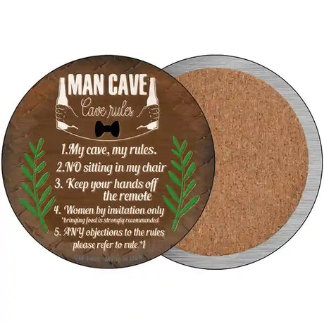 Cave Rules My Rules Novelty Metal Circular Sign 3.5" (CC)