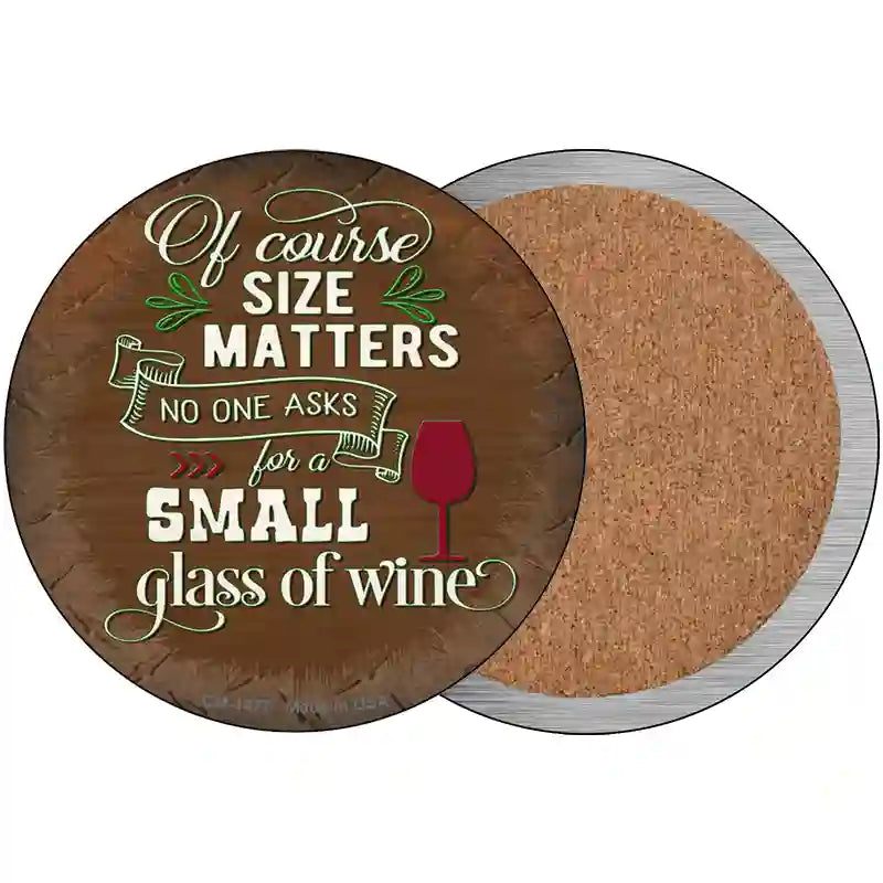 Size Matters Small Glass Novelty Metal Circular Sign 3.5" (CC)