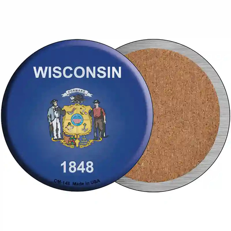 Wisconsin State Flag Metal Circular Sign 3.5" (CC)