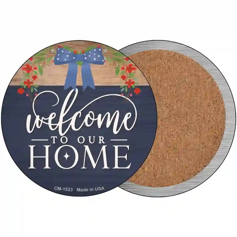 Our Home Bow Novelty Metal Circle Sign 3.5" (CC)