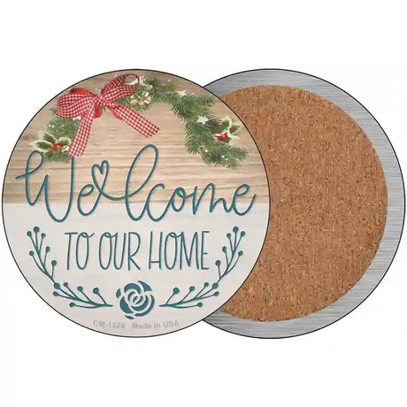 Our Home Wreath Novelty Metal Circle Sign 3.5" (CC)