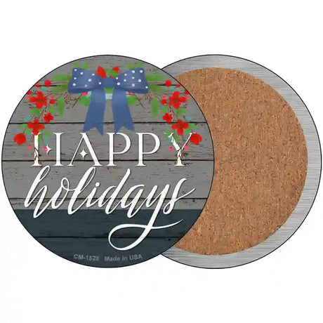 Happy Holidays Bow Novelty Metal Circle Sign 3.5" (CC)