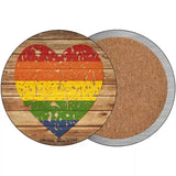 Distressed Heart Rainbow Novelty Metal Circle Sign 3.5" (CC)