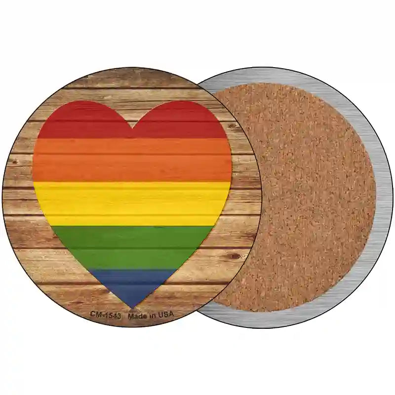 Heart Rainbow Novelty Metal Circle Sign 3.5" (CC)