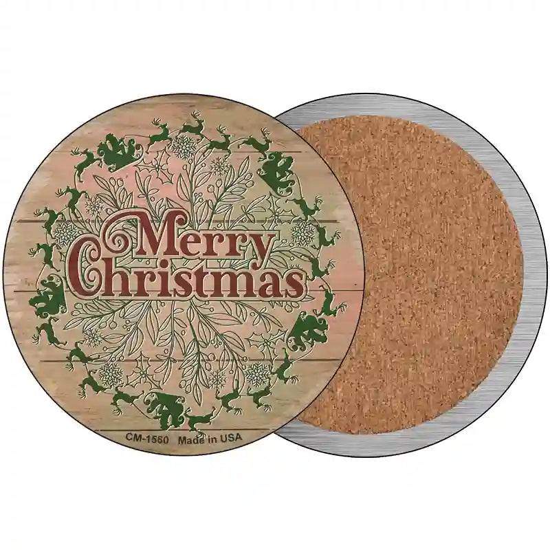 Merry Christmas with Santa Novelty Metal Circle Sign 3.5" (CC)