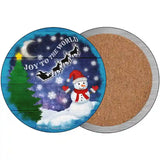 Joy to the World Snowman Novelty Metal Circle Sign 3.5" (CC)