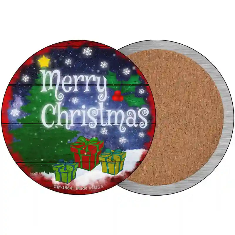 Merry Christmas with Presents Novelty Metal Circle Sign 3.5" (CC)