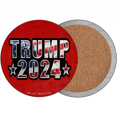 Trump 2024 American Flag Novelty Metal Circle Sign 3.5" (CC)