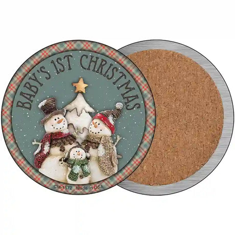 Babys First Christmas Novelty Metal Circle Sign 3.5" (CC)