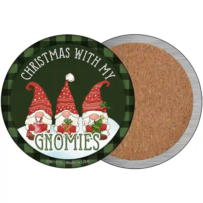 Christmas with my Gnomies Novelty Metal Circle Sign 3.5" (CC)