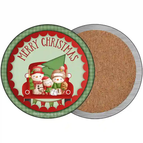 Merry Christmas Family Novelty Metal Circle Sign 3.5" (CC)