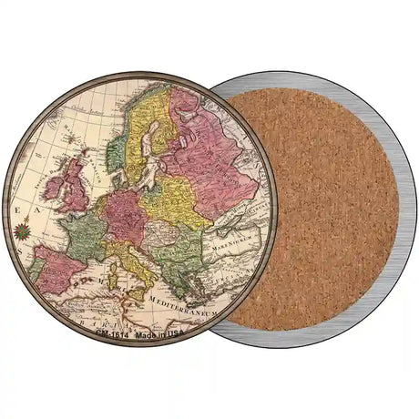 Europe Map Novelty Metal Circle Sign 3.5" (CC)