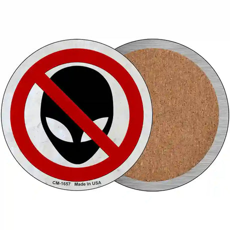 No Aliens Novelty Metal Circle Sign 3.5" (CC)