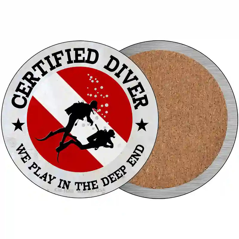 Certified Diver Deep End Novelty Metal Circle Sign 3.5" (CC)