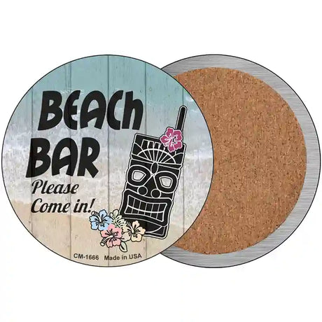 Beach Bar Tiki Novelty Metal Circular Sign 3.5" (CC)