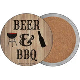 Beer And BBQ Novelty Metal Circular Sign 3.5" (CC)