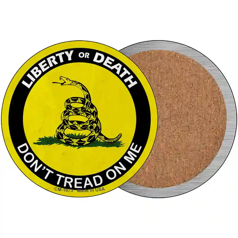 Liberty Or Death Gadsden Novelty Metal Circular Sign 3.5" (CC)