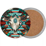 Cow Skull Aztec Vibrant Print Novelty Metal Circle Sign 3.5" (CC)