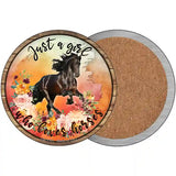 Just A Girl Loves Horses Orange Novelty Metal Circle Sign 3.5" (CC)