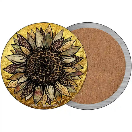 Western Sunflower Novelty Metal Circle Sign 3.5" (CC)