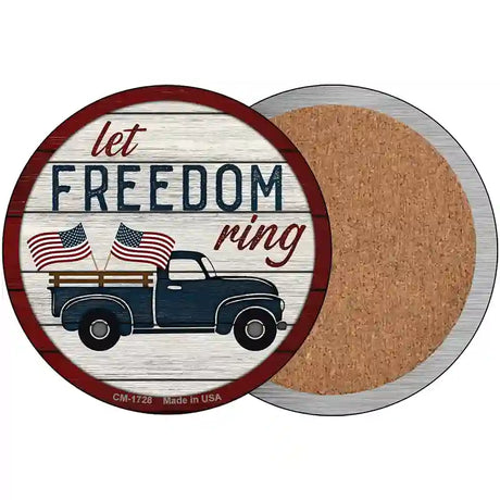 Let Freedom Ring Truck Novelty Metal Circle Sign 3.5" (CC)