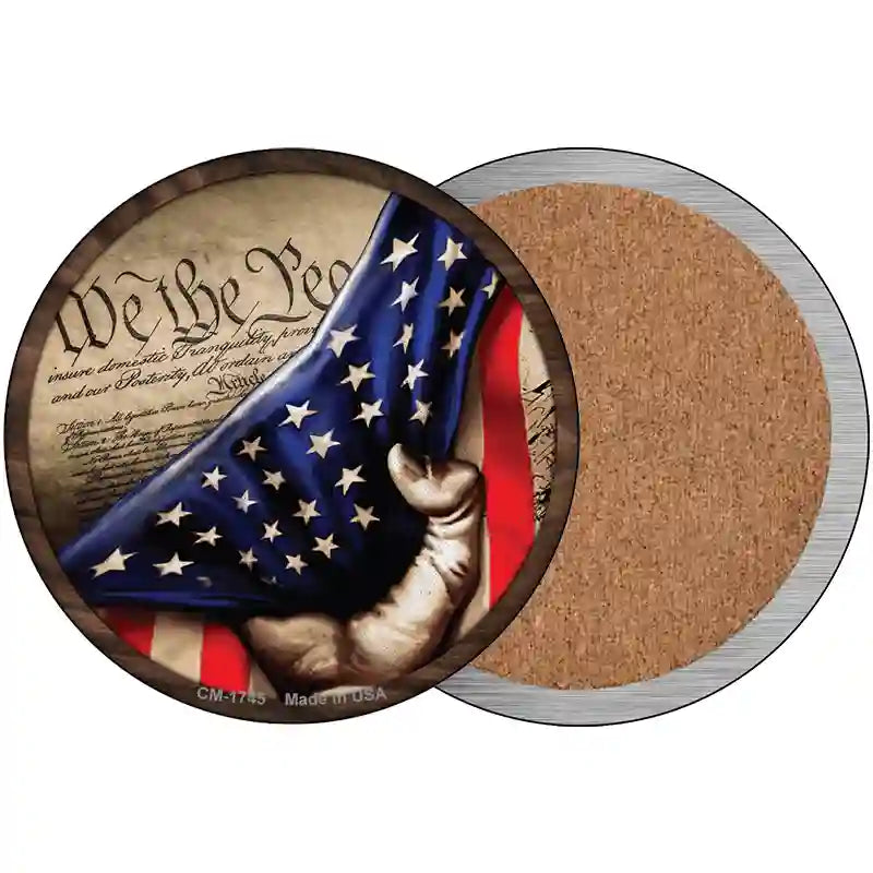 Constitution American Flag Novelty Metal Circle Sign 3.5" (CC)