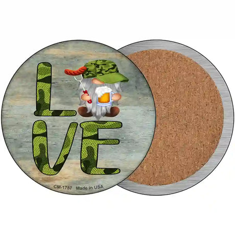 Camo Love Grilling Gnome Novelty Metal Circle Sign 3.5" (CC)