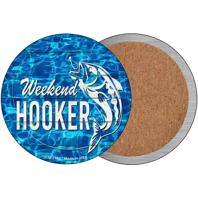 Weekend Hooker Bass Water Background Novelty Metal Circle Sign 3.5" (CC)