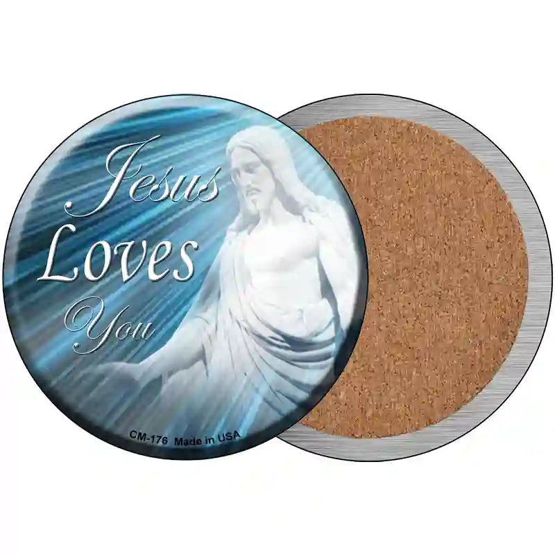 Jesus Loves You Novelty Metal Circular Sign 3.5" (CC)