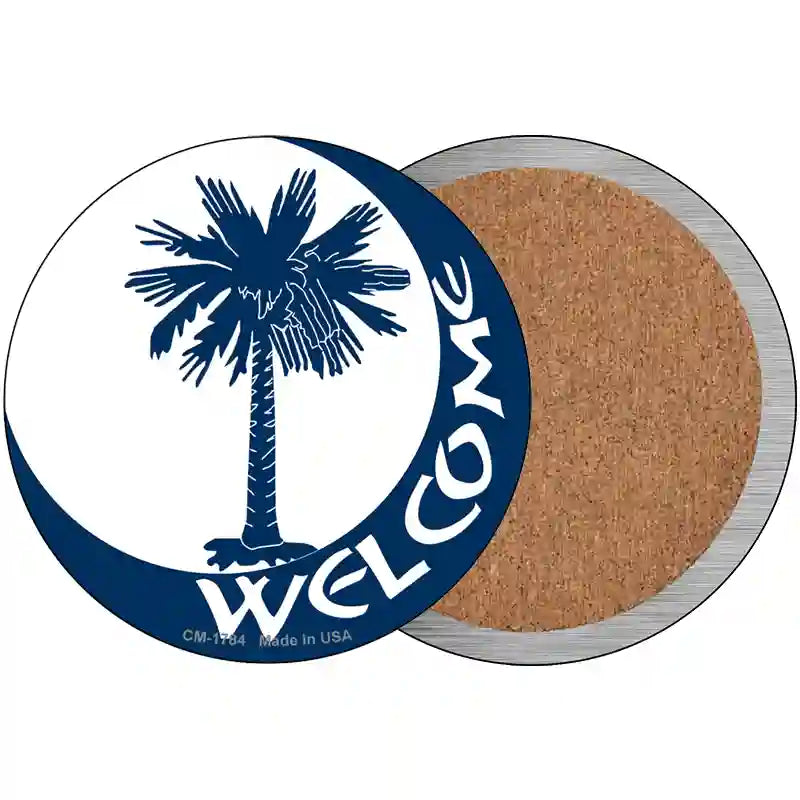 Welcome South Carolina Flag Novelty Metal Circle Sign C-1784 3.5" (CC)