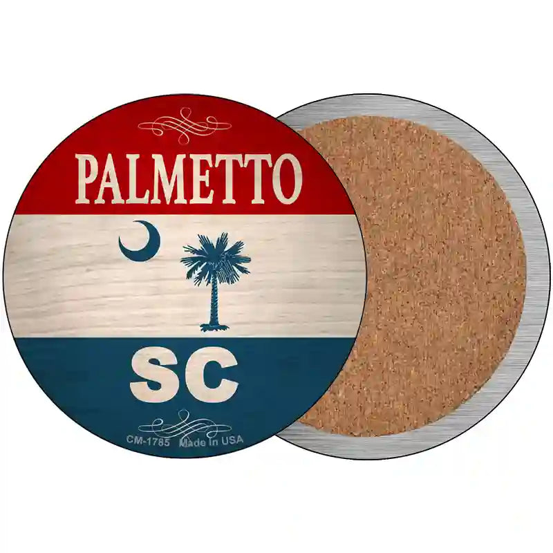 Palmetto SC Flag Novelty Metal Circle Sign C-1785 3.5" (CC)