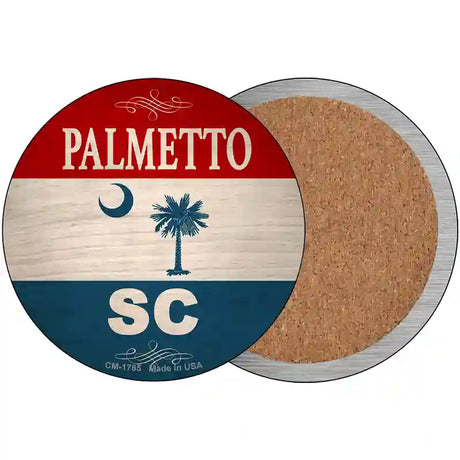 Palmetto SC Flag Novelty Metal Circle Sign C-1785 3.5" (CC)