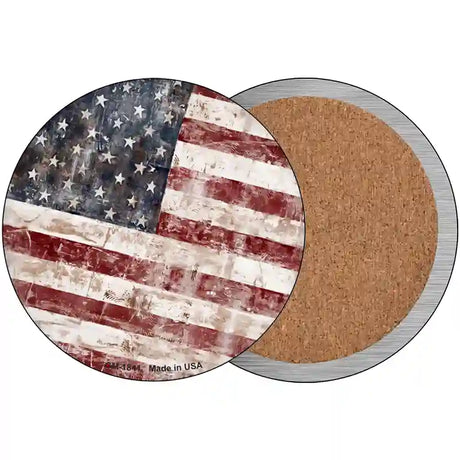 American Flag Smudged Rusty Novelty Metal Circle Sign C-1841 3.5" (CC)