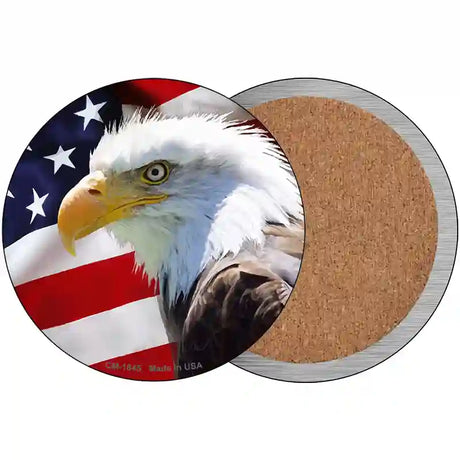 Eagle American Flag Novelty Metal Circle Sign C-1845 3.5" (CC)