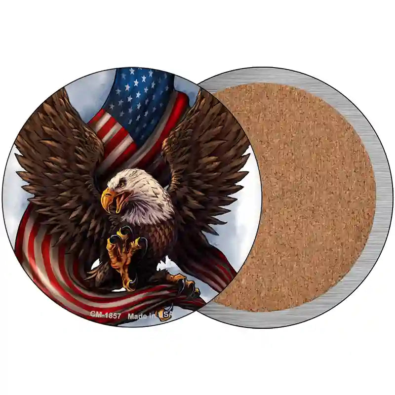 Eagle Claws American Flag Novelty Metal Circle Sign C-1857 3.5" (CC)