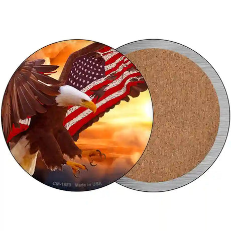 Eagle American Flag Wing Novelty Metal Circle Sign C-1859 3.5" (CC)