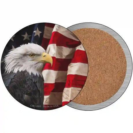 Bald Eagle American Flag Novelty Metal Circle Sign C-1860 3.5" (CC)