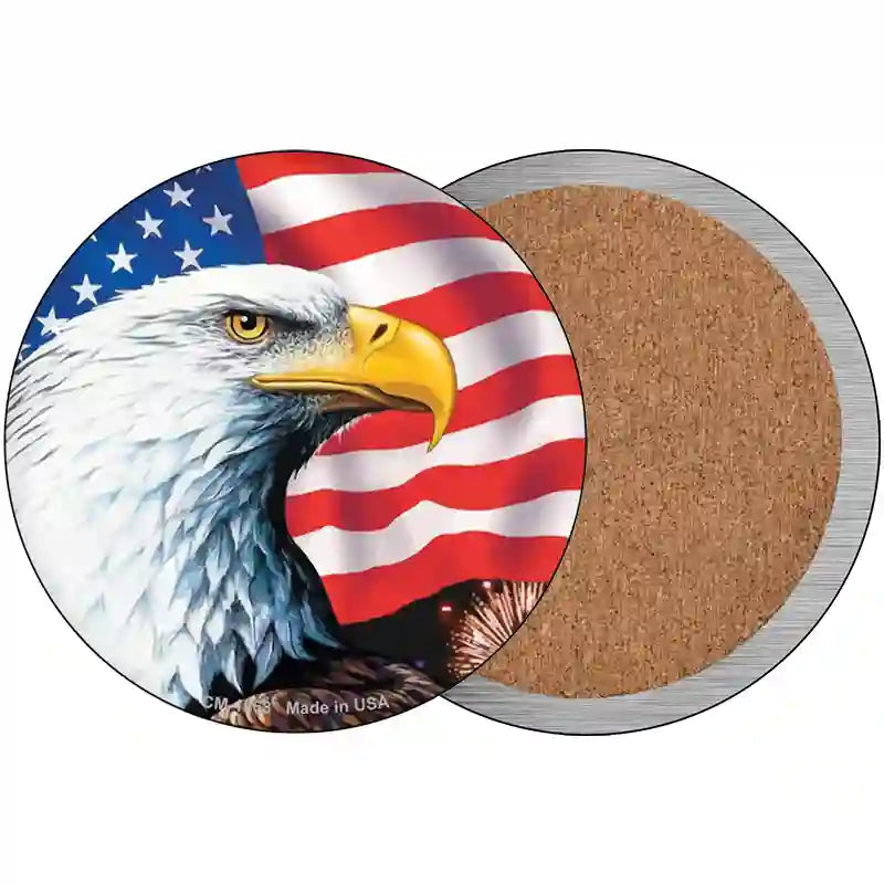 Eagle|American Flag Novelty Metal Circle Sign C-1868 3.5" (CC)