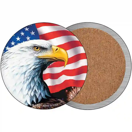 Eagle|American Flag Novelty Metal Circle Sign C-1868 3.5" (CC)