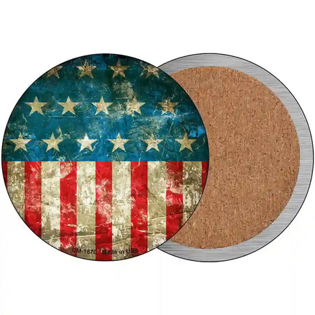 American Flag Distressed Novelty Metal Circle Sign C-1870 3.5" (CC)