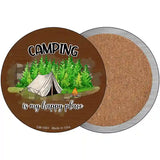 Camping Is My Happy Place Tent Novelty Metal Circle Sign 3.5" (CC)