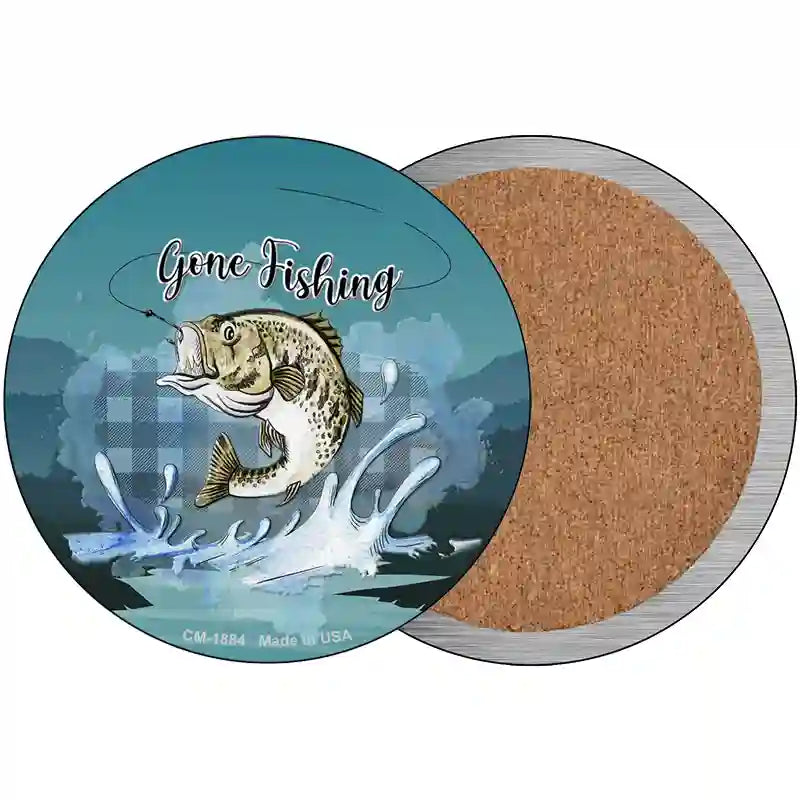 Gone Fishing Novelty Metal Circle Sign 3.5" (CC)