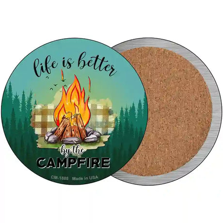 Better By The Campfire Firepit Novelty Metal Circle Sign 3.5" (CC)