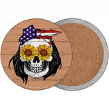 Sunflower Skull Novelty Metal Circle Sign 3.5" (CC)