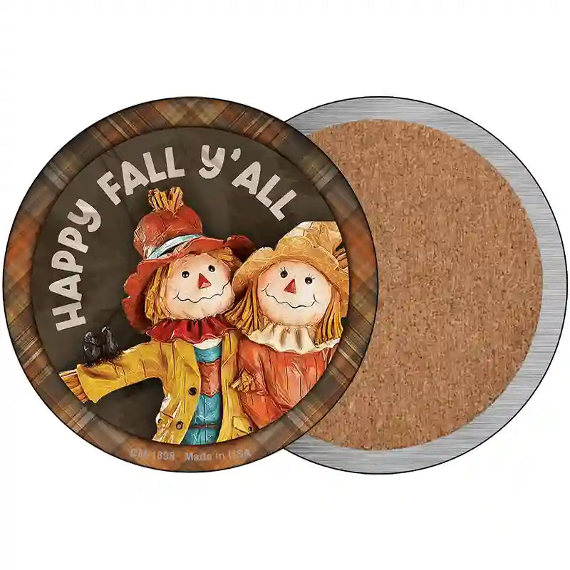 Happy Fall Yall Scarecrow Novelty Metal Circle Sign 3.5" (CC)