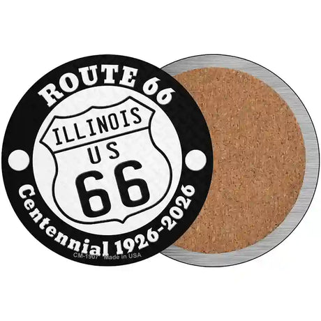 Illinois Route 66 Centennial Novelty Metal Circle Sign 3.5" (CC)