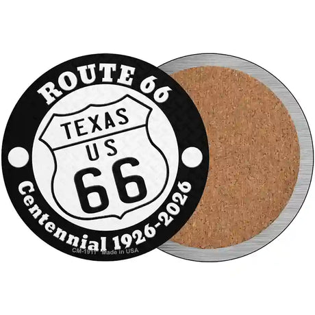 Texas Route 66 Centennial Novelty Metal Circle Sign 3.5" (CC)